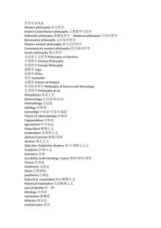 哲学英语基础词汇