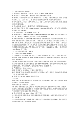 呼吸机参数的设置和调节