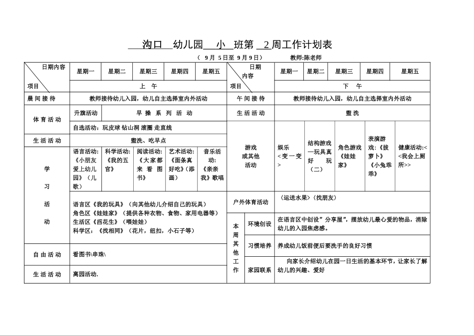 周工作计划表_第2页