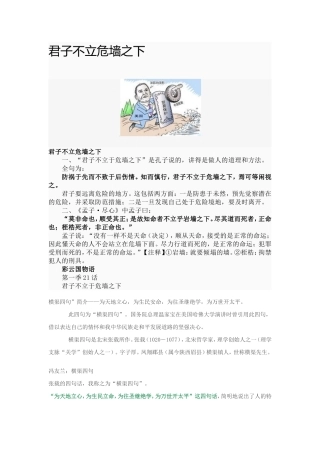 君子不立危墙之下