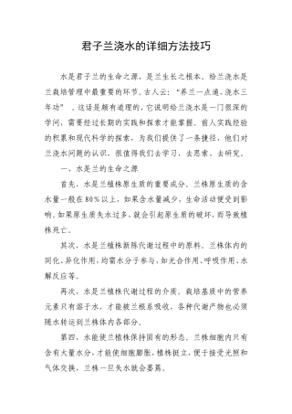 君子兰浇水的详细方法技巧