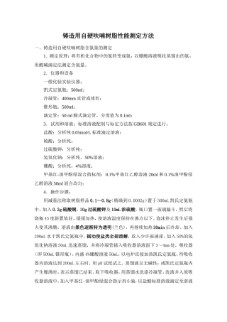 呋喃树脂化验方法