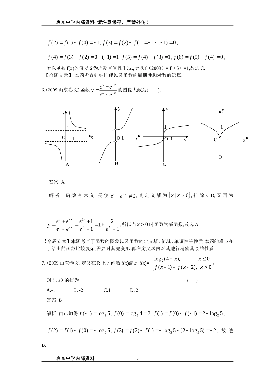 启东中学高考数学函数题库_第3页