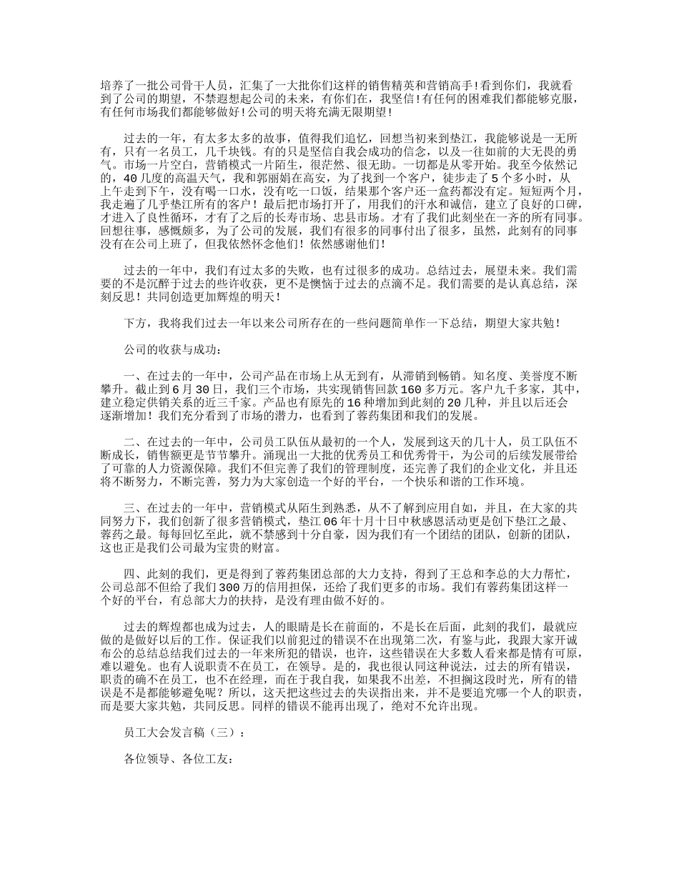 员工大会发言稿12篇_第3页