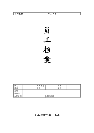 员工档案表(优秀模版)(同名15081)