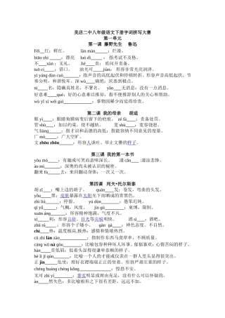 吴店二中八年级语文下册字词拼写大赛