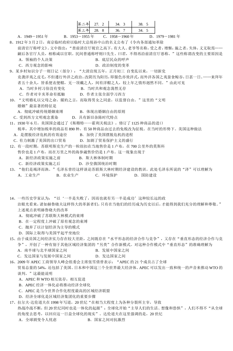 命题熊银忠校对高二历史备课组_第2页