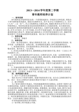吴家井小学青年教师培养计划