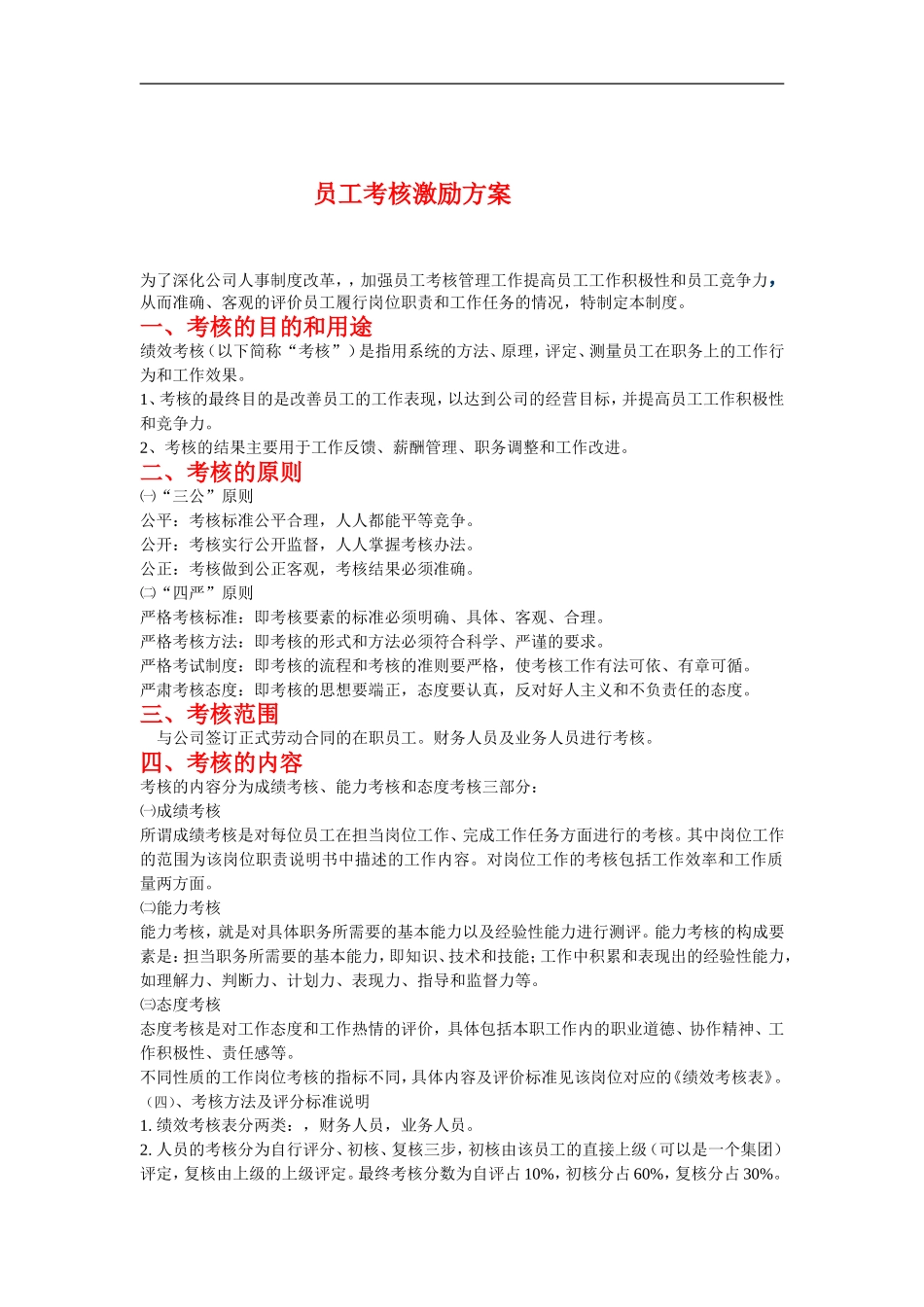 员工考核激励方案_第1页