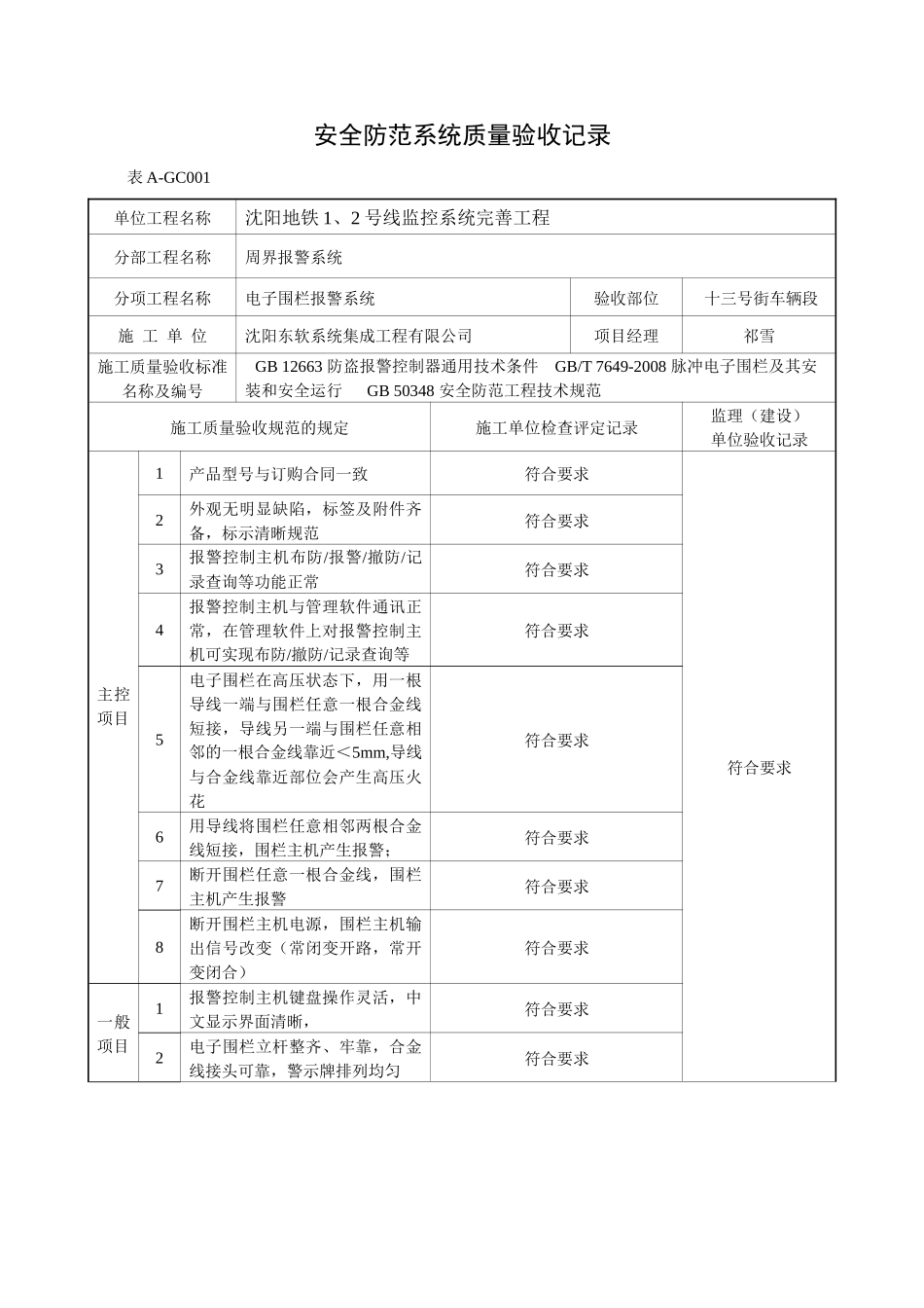 周界系统验收标准(1)_第1页