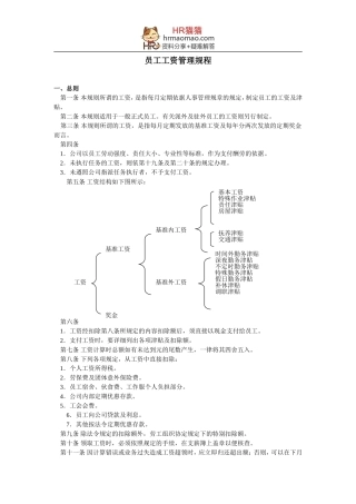 员工工资管理规程-HR猫猫