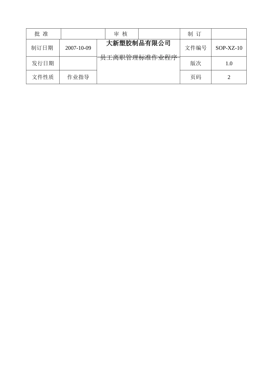 员工离职管理标准作业程序_第2页