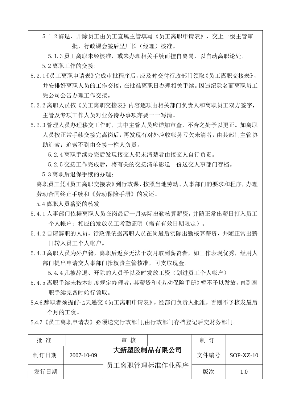 员工离职管理标准作业程序_第3页