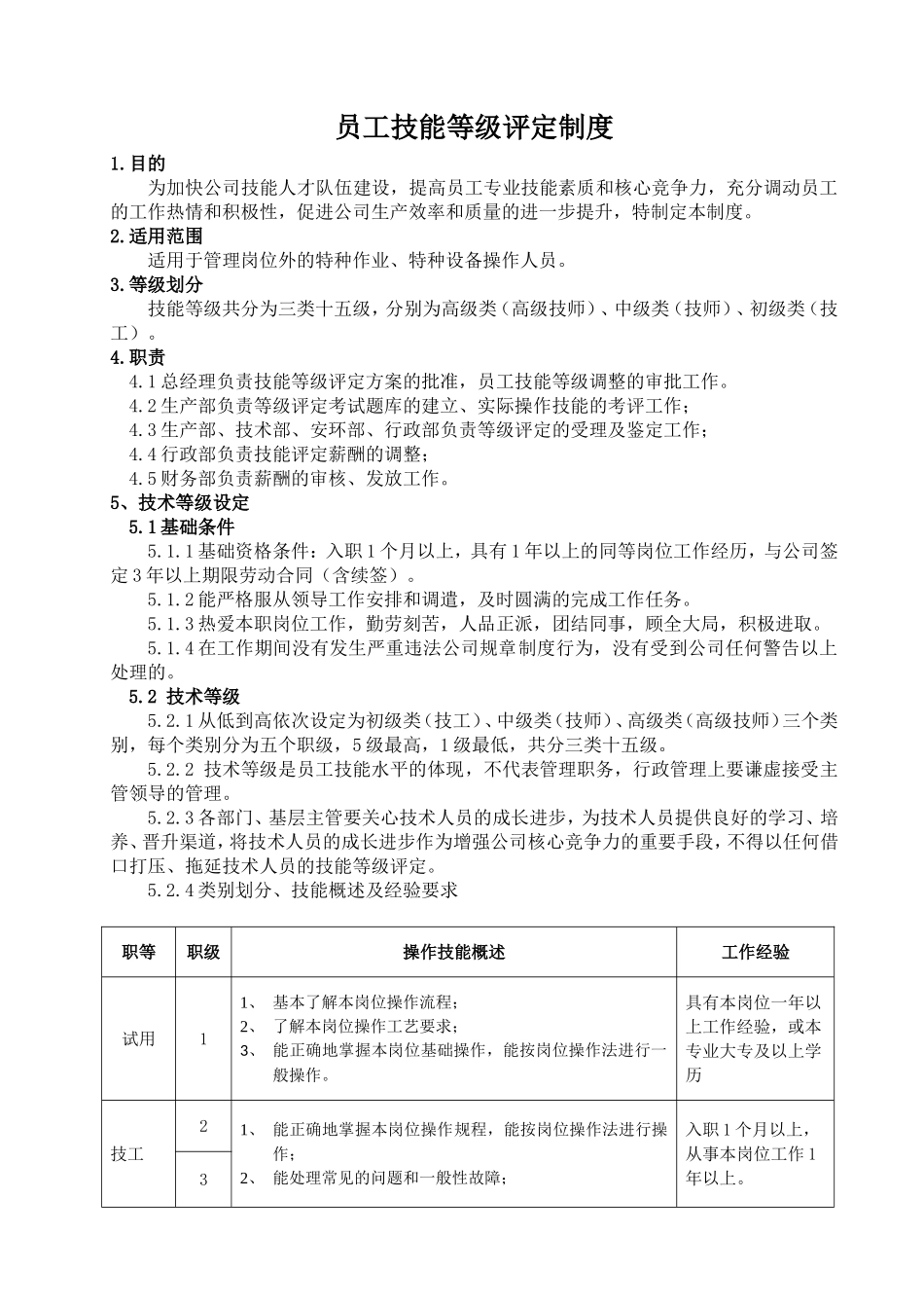 员工技能等级评定制度_第1页