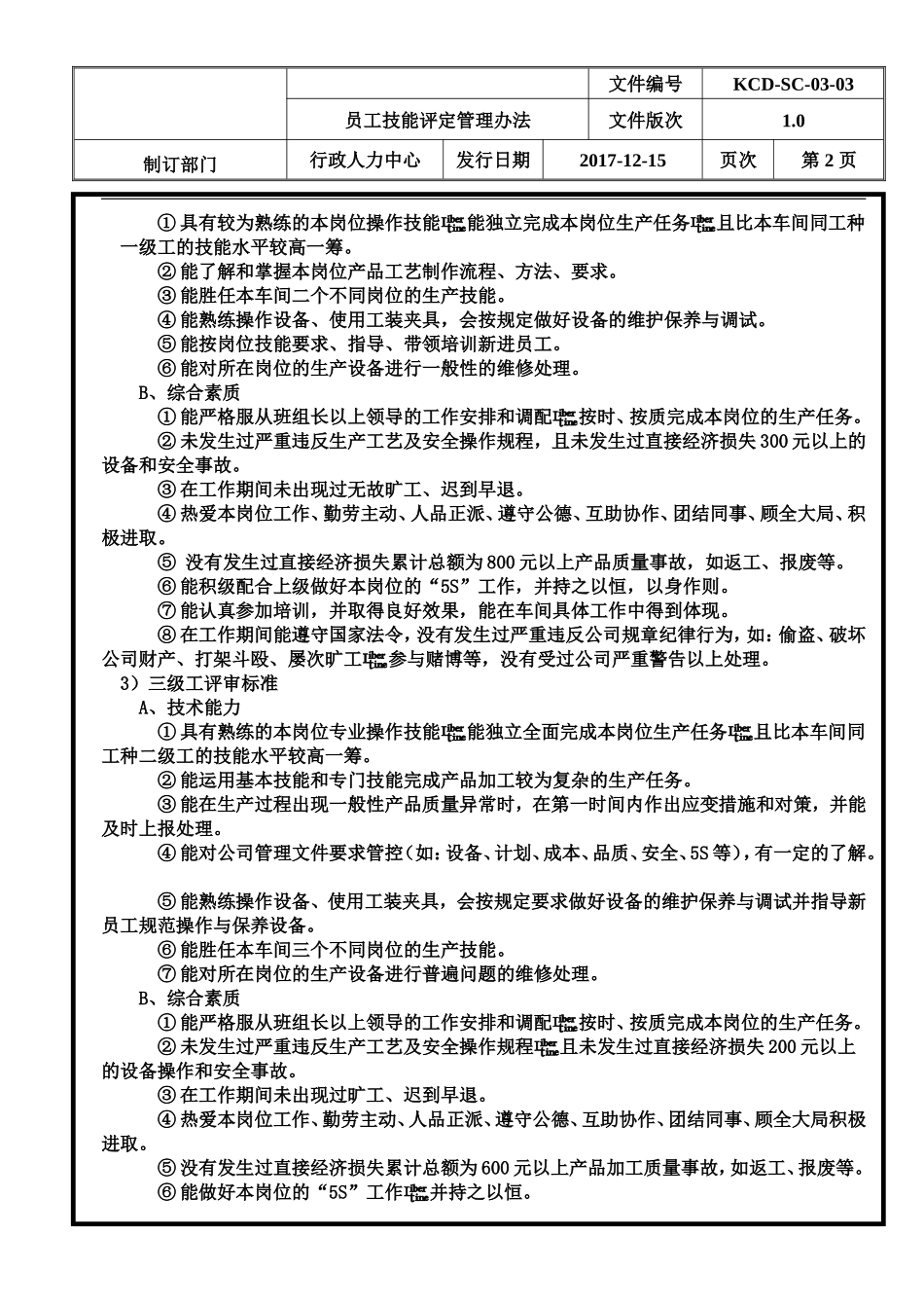 员工技能评定管理办法_第2页