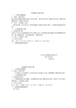周进度计划汇报1