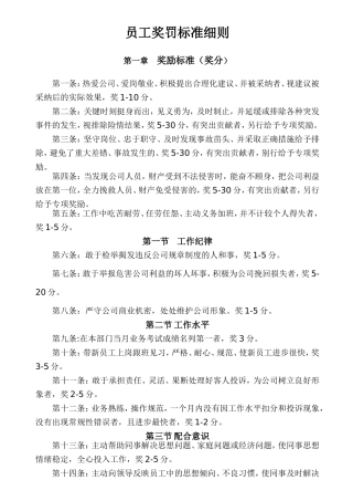 员工奖罚标准细则