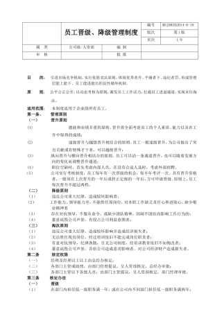员工晋升、降级、淘汰管理制度