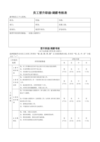 员工晋升考核表