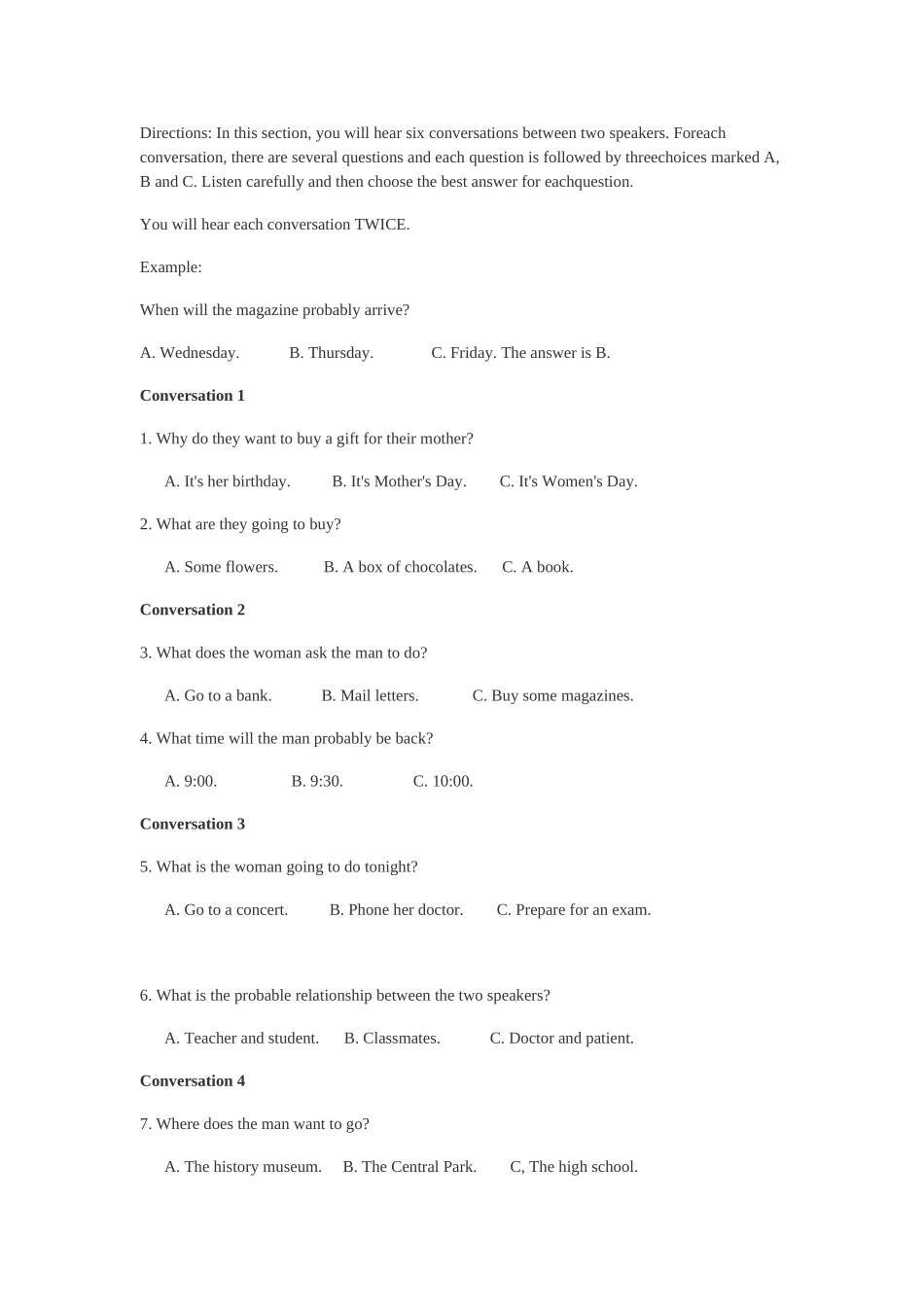 听力题2011年普通高等学校招生全国统一考试_第3页