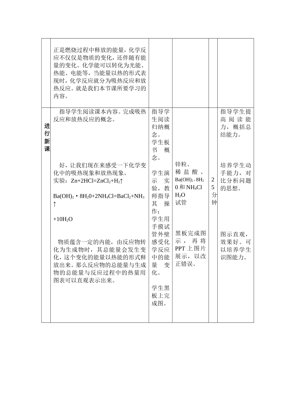 吸热反应和放热反应教学设计_第3页