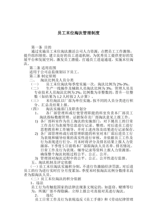 员工末位淘汰管理制度(初稿)