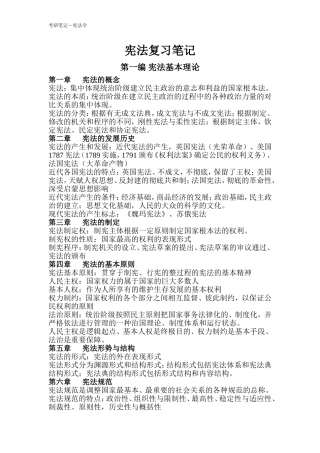 周叶中版宪法考研复习笔记-精简背诵版