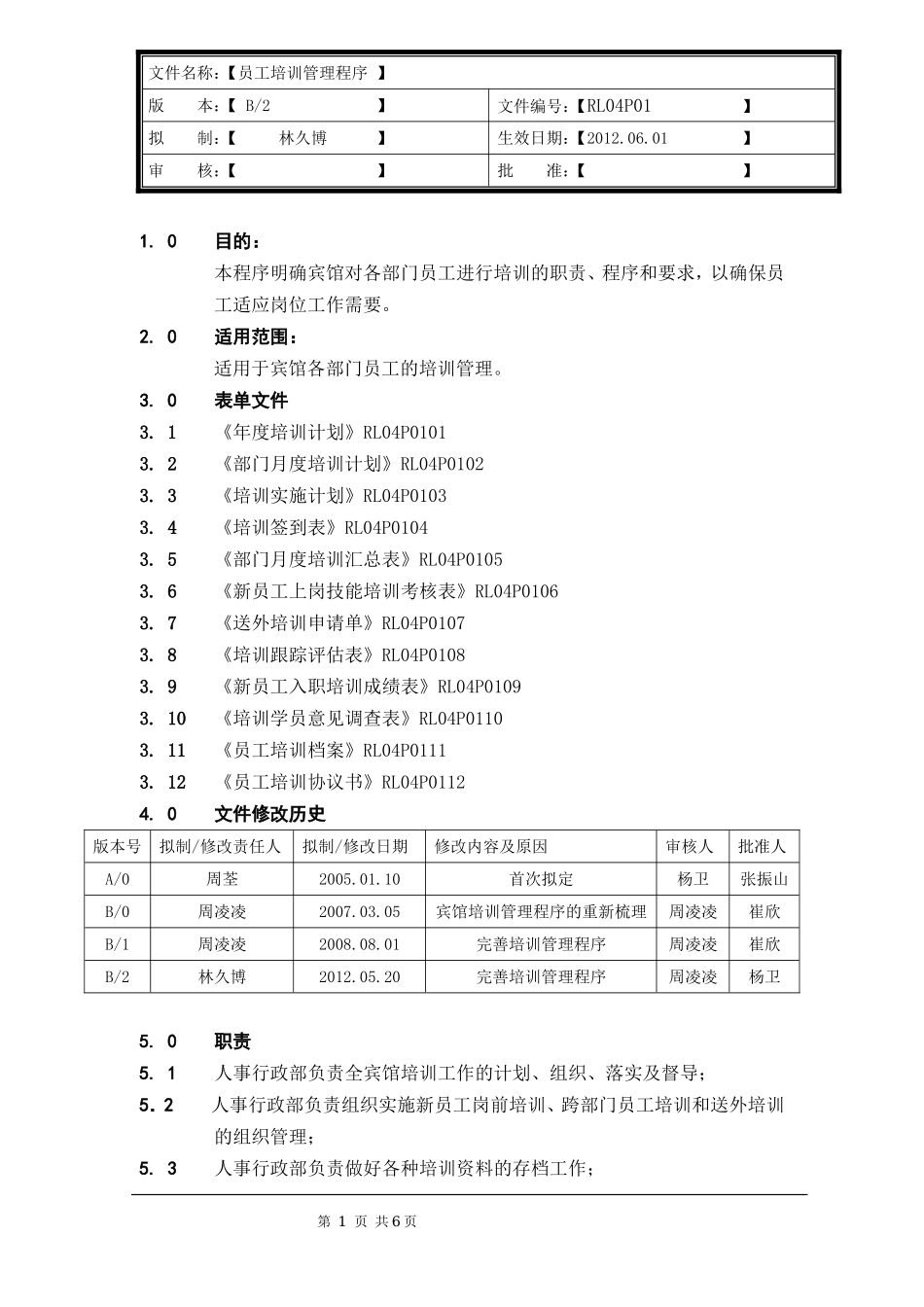 员工培训管理程序2012.8.1_第1页