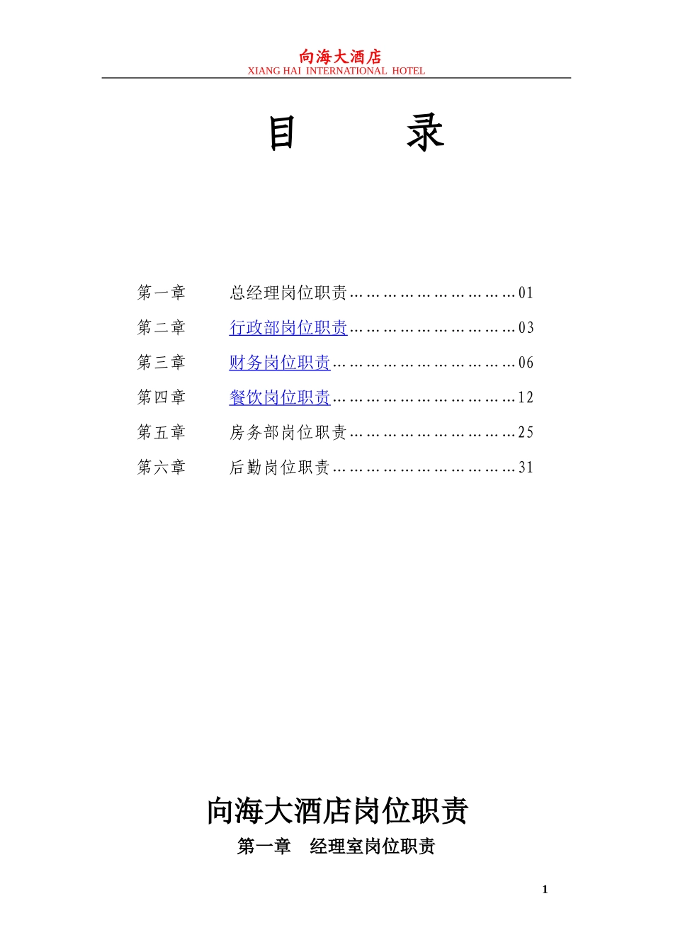 向海大酒店岗位职责_第1页