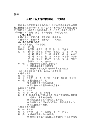 合肥工业大学学院搬迁工作方案