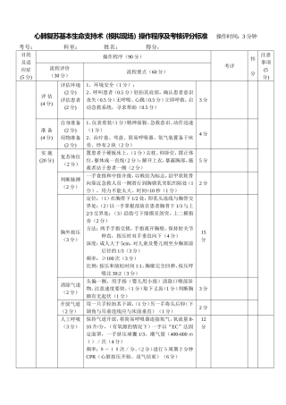 吸氧等6项操作考核评分标准(模拟现场)