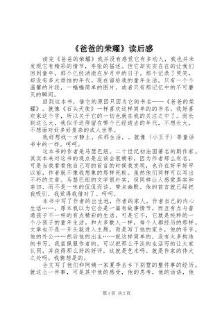 爸爸的荣耀读后感
