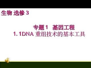 DNA重组技术的基本工具