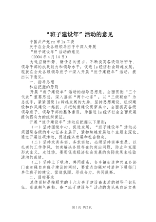 班子建设年活动的意见