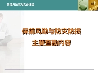 保险风控系统实务保前风勘与防灾防损的查勘内容