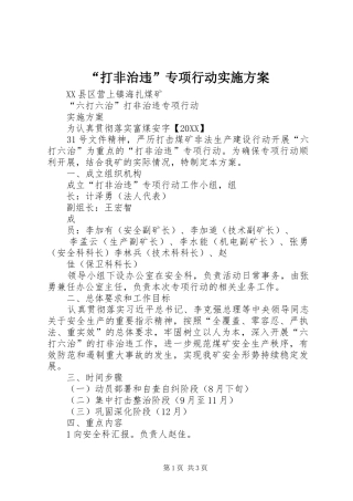 打非治违专项行动实施方案