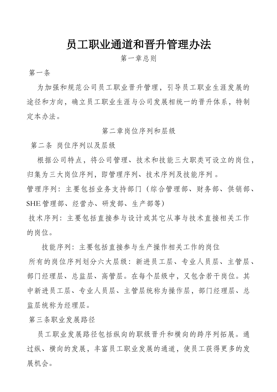 员工职业通道和晋升管理办法_第1页