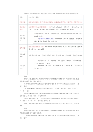 周三多《管理学原理与方法》考研考博参考书目的院校