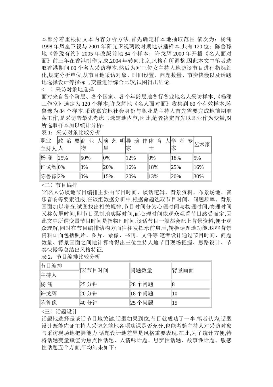 名人访谈节目主持风格比较——杨澜许戈辉陈鲁豫案例分析_第2页