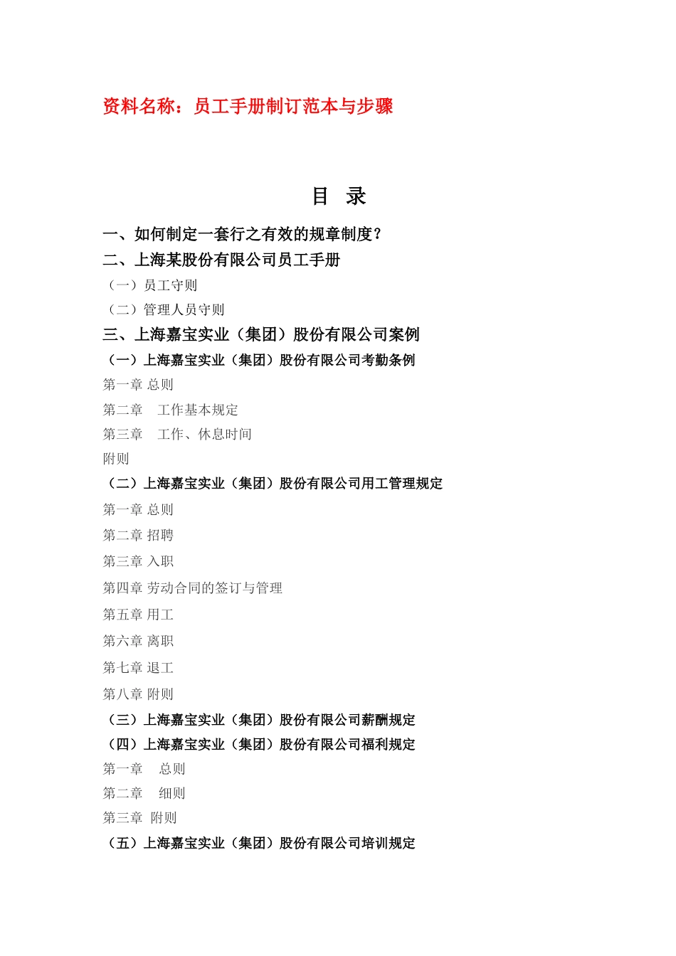 员工手册制订范本与步骤(内附万科华为员工手册范本)_第1页