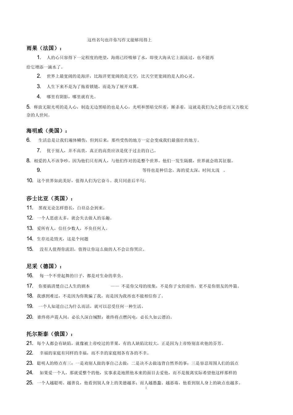 名人名言(高考作文素材积累)_第1页