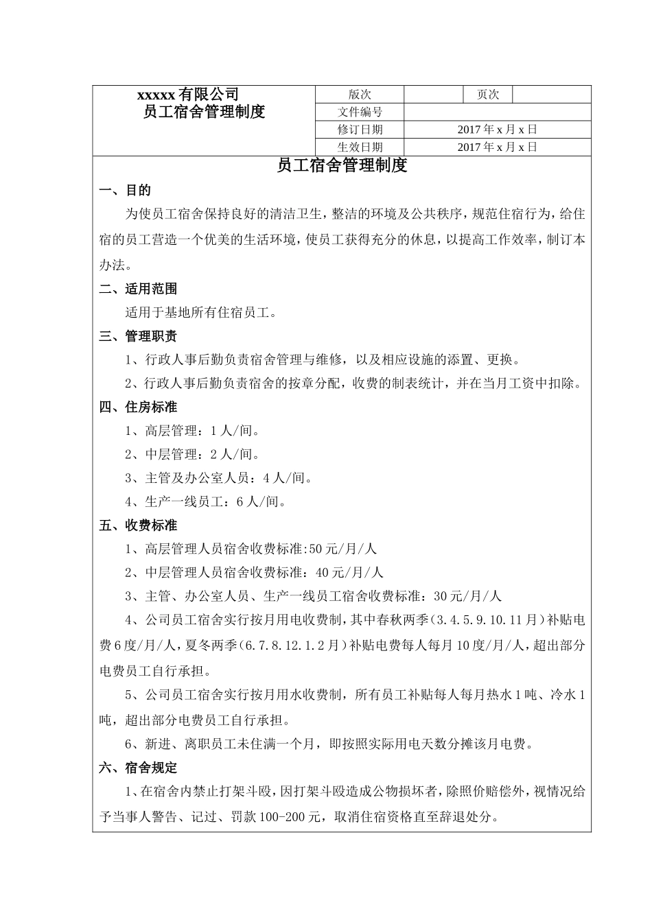 员工宿舍管理制度2017_第1页