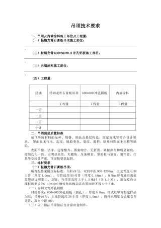 吊顶技术要求