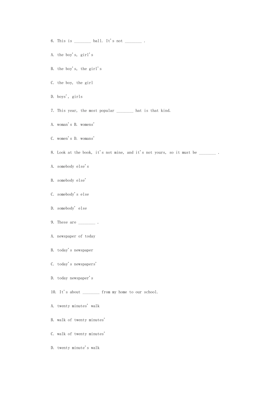 名词所有格专项练_第2页