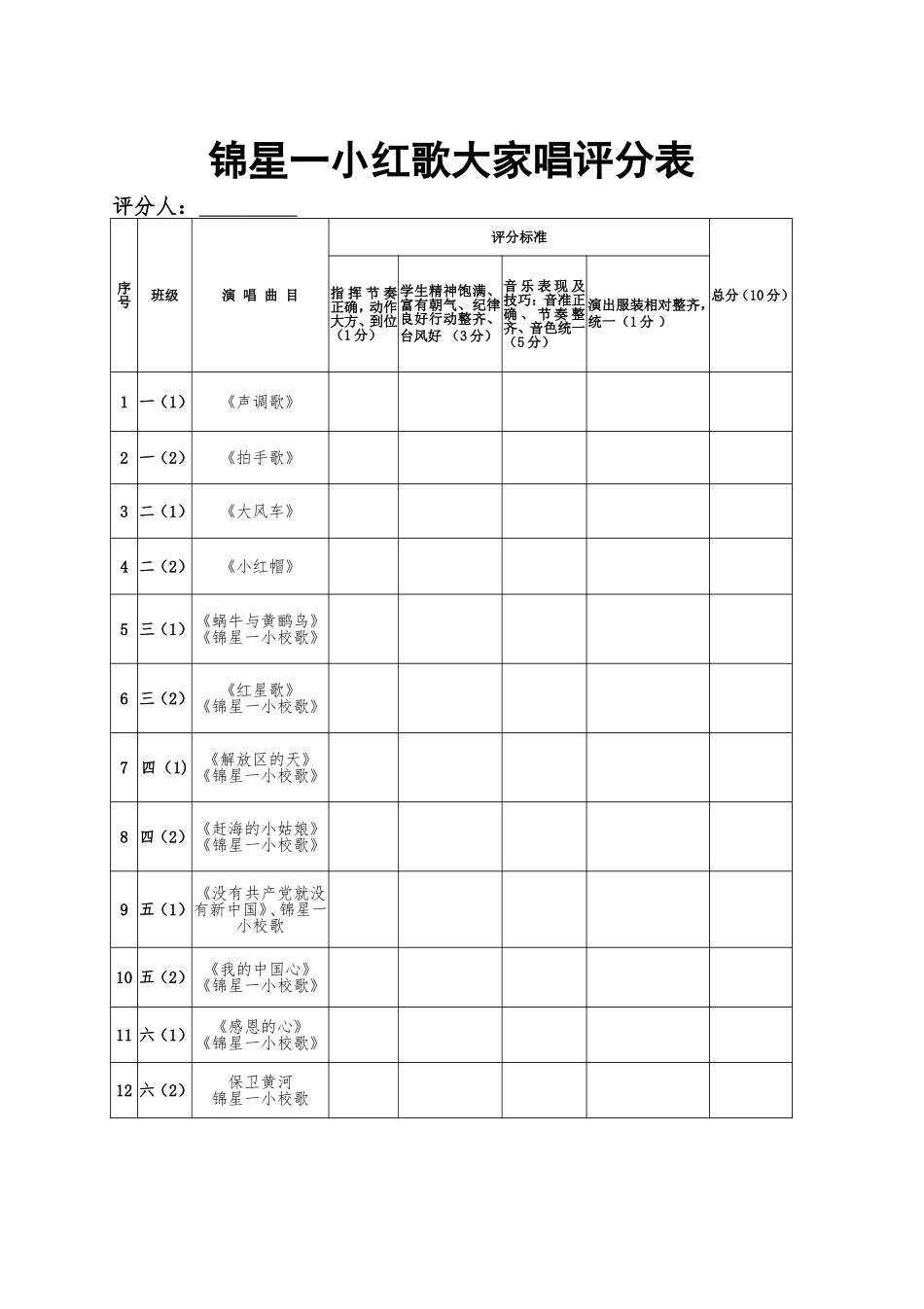 合唱比赛评分表_第1页