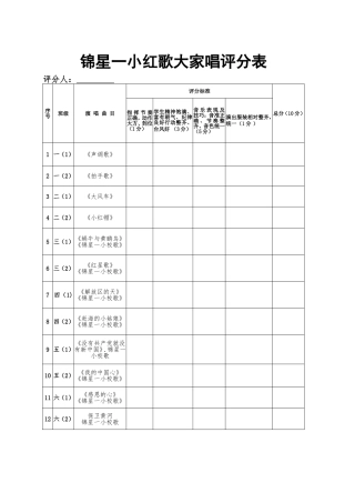 合唱比赛评分表