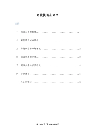 同城快递企划书(修改)
