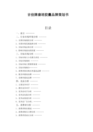 吉佳牌康培胶囊品牌策划书