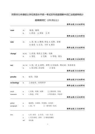 同等学力历年阅读理解超高频词汇