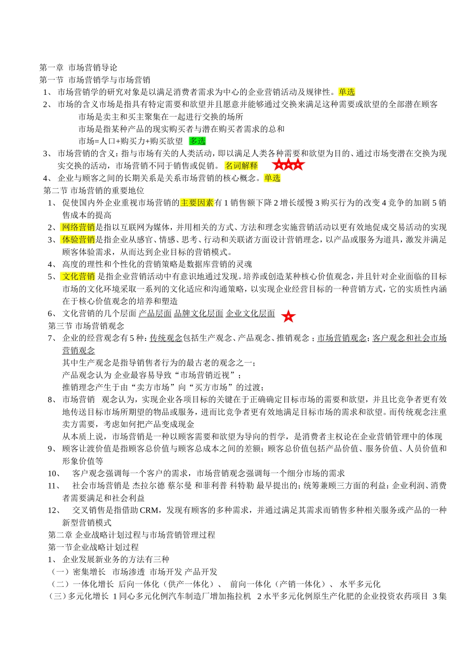 同等学力市场营销考点总结_第1页